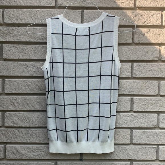Halogen Off White/Blk Plaid Pullover Sweater Vest SzS - Picture 7 of 9